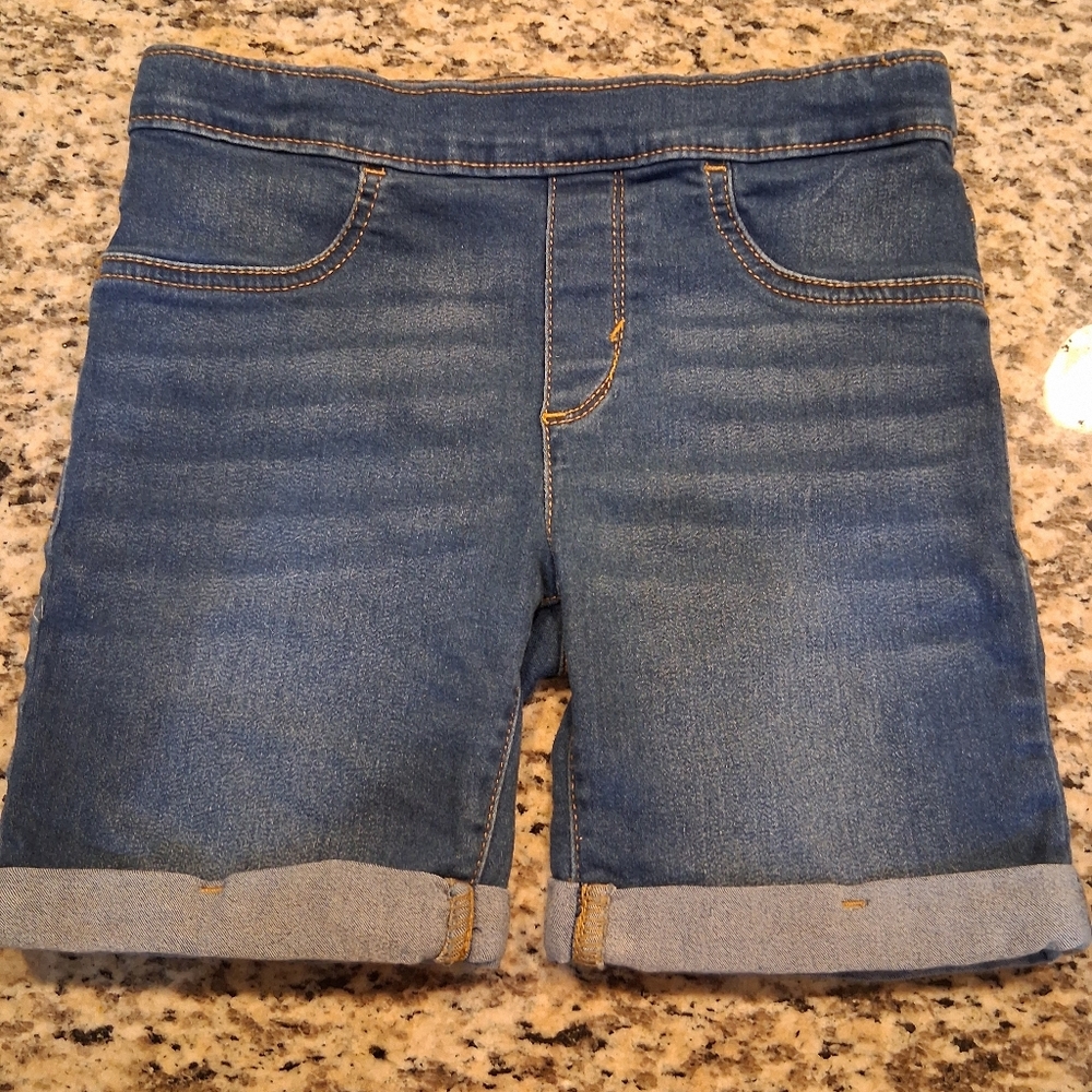 Levi's Blue Girlfriend Midi Denim Shorts Size 10